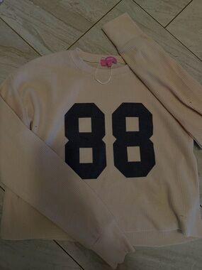 Edikted Waffle Knit Sweater with Navy '88' never worn